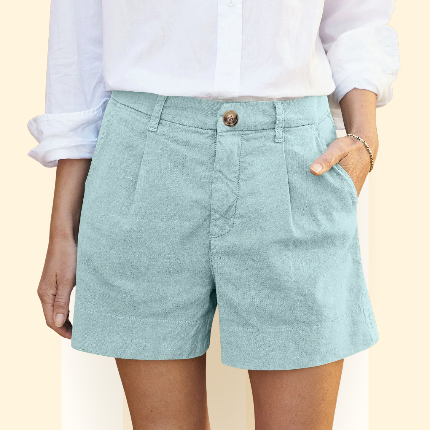 Ilaria | Zomer shorts met Hoge Taille en Zakken