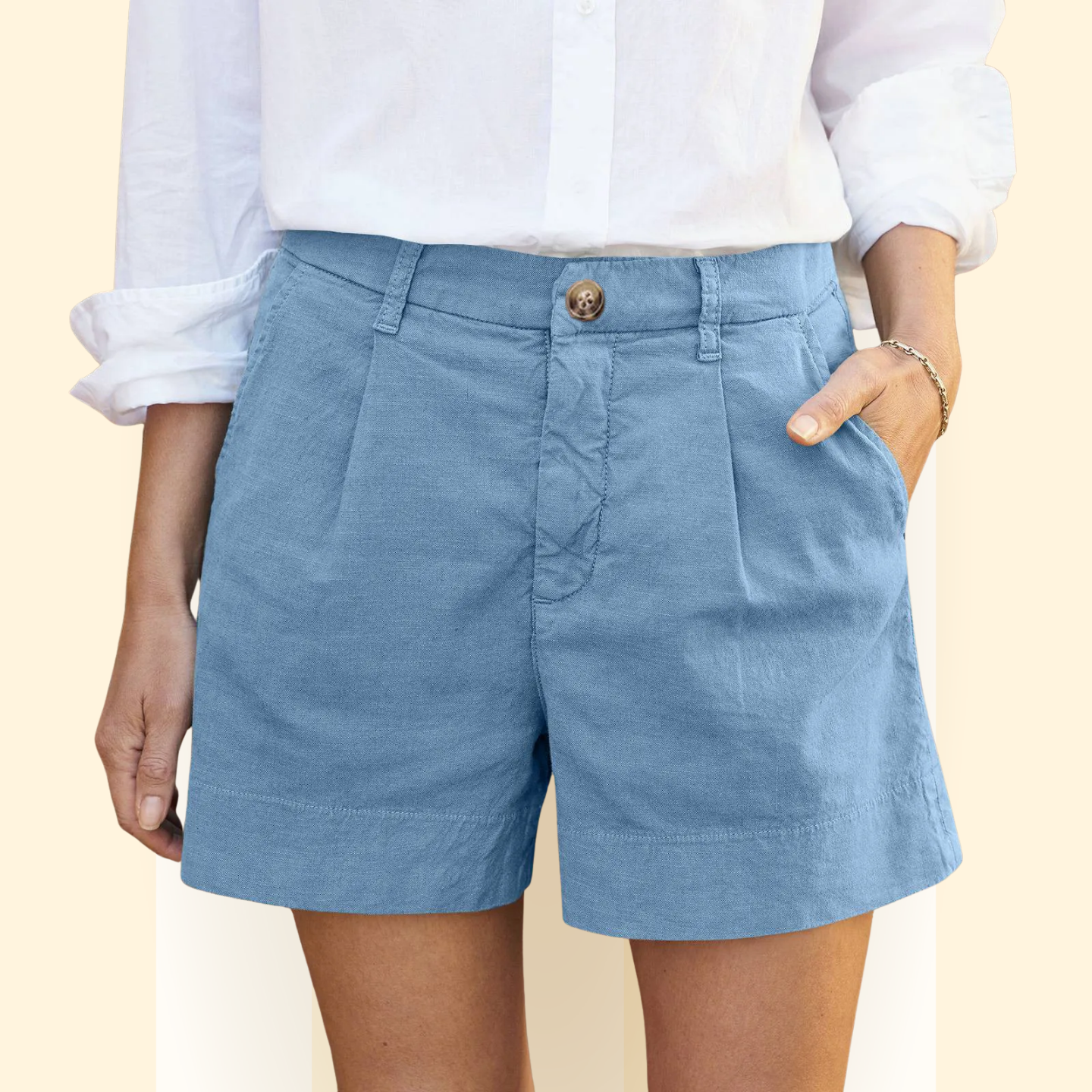Ilaria | Zomer shorts met Hoge Taille en Zakken
