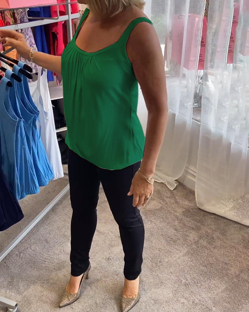 Lies | Geplooide echte relaxte mouwloze top