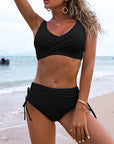 Nerina | Eenkleurig bikini setje - High-waist met gekruiste top en comfort