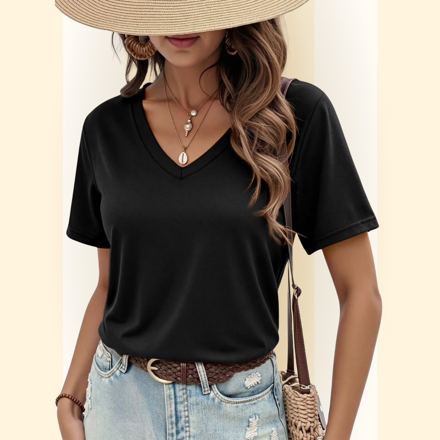 Rosanna | Effen Basic Zomer Top met korte mouwen