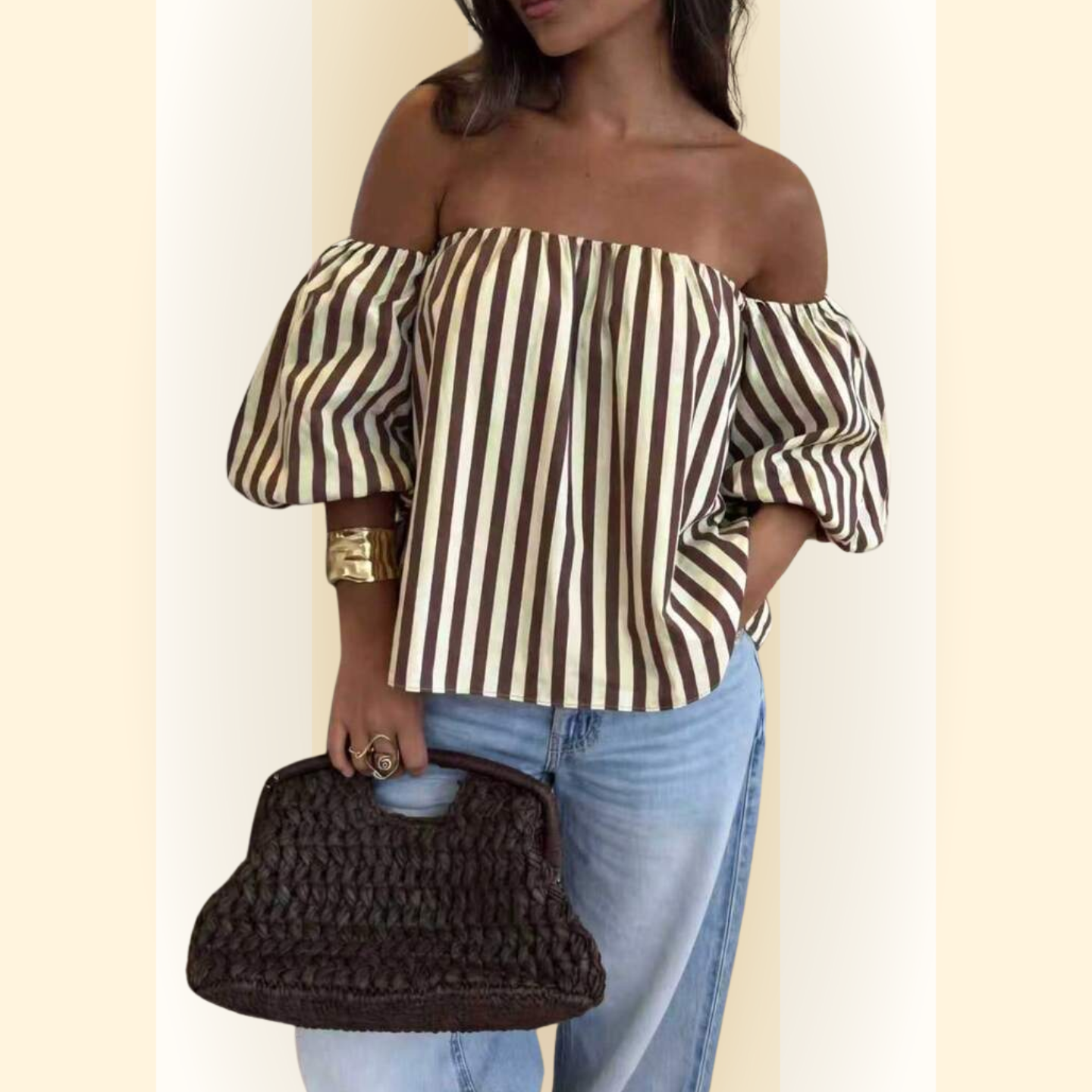 Serelle | Casual off-shoulder blouse met pofmouwen