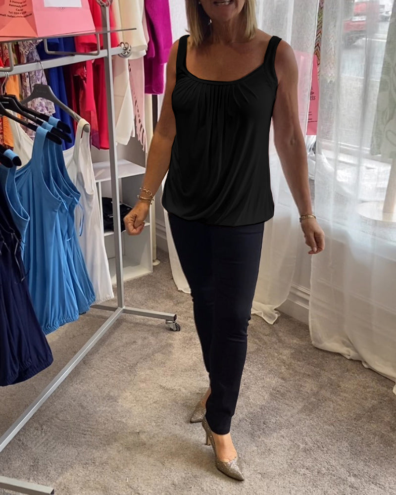 Lies | Geplooide echte relaxte mouwloze top