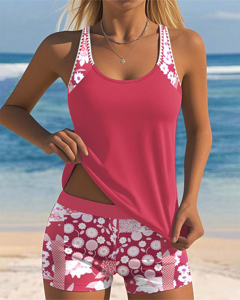 Tiziana | Modieuze Badpak Setje - Ademend tanktop en short voor stranddagen