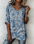 Vintage Blouse Met Bladerprint
