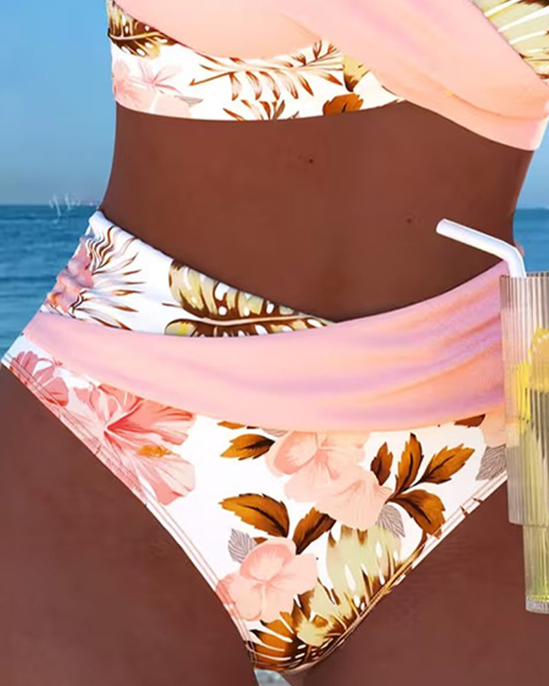 Bikini - Contrasterende Bloemenprint en Opening