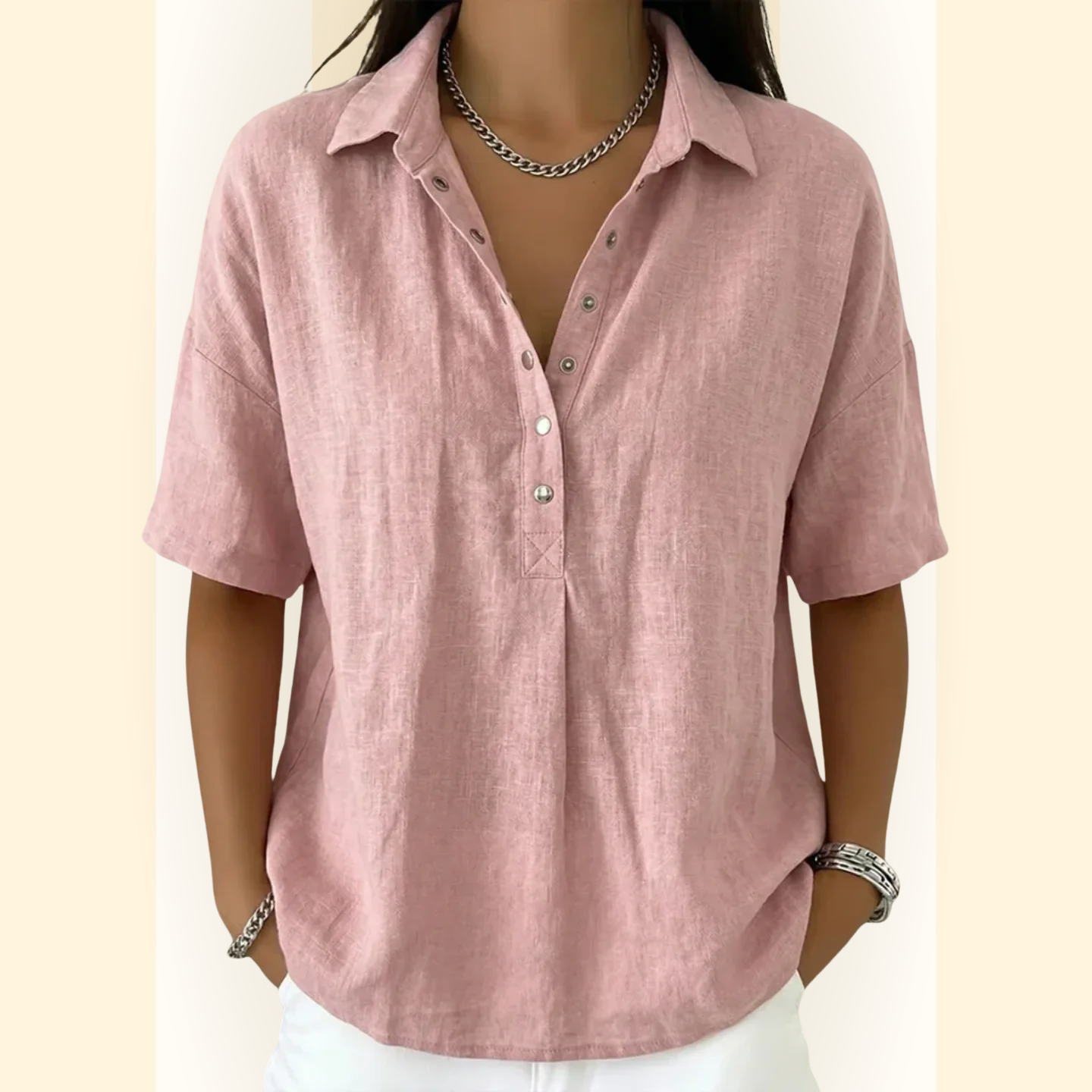 Serafina - Blouse met kraag en knoopdetail