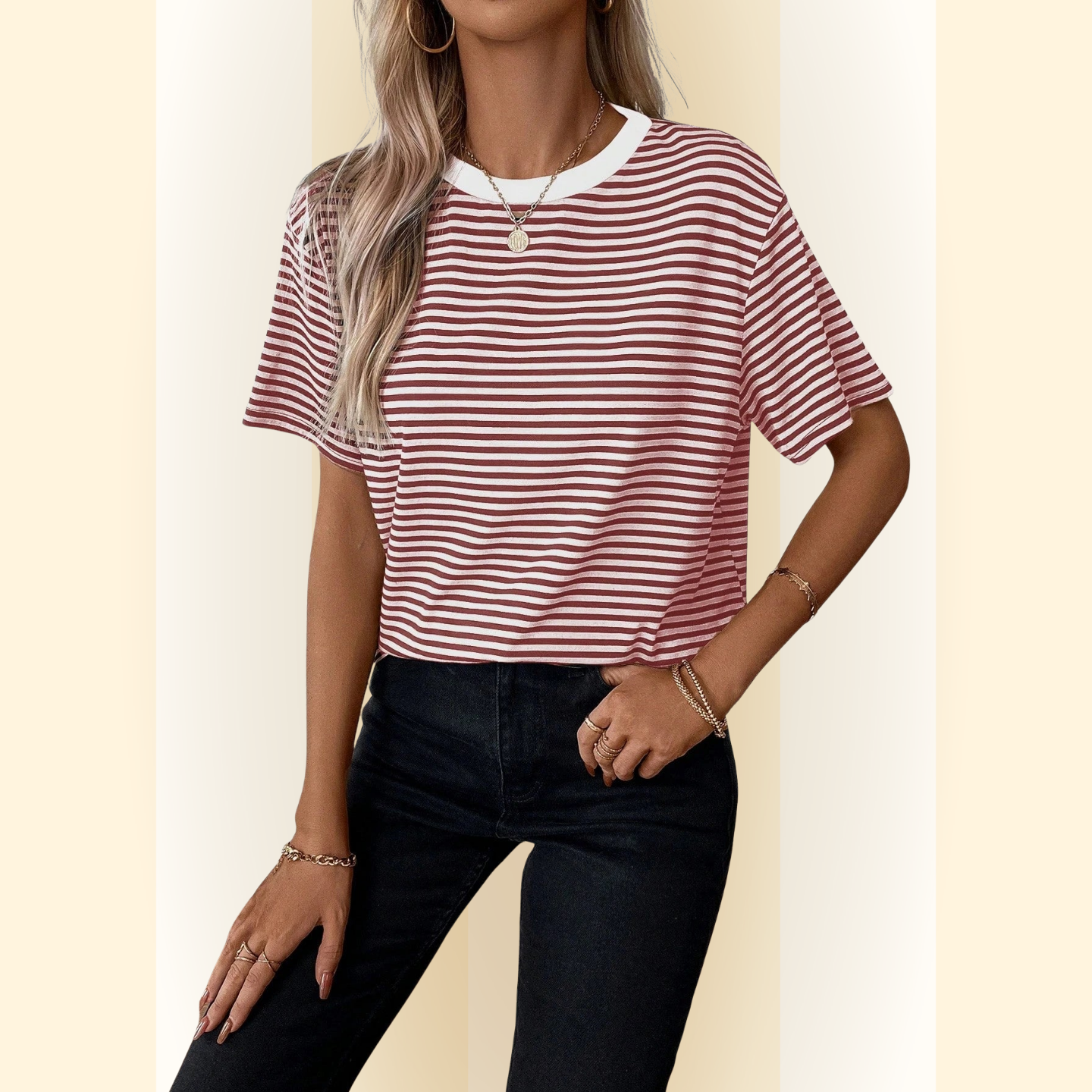 Virella | Regular Fit Casual T-shirt met Strepen