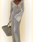 Dafne | Strand Cover-up met Diepe V-hals en Lange Mouwen