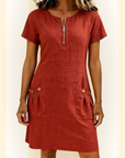 Fabiana | Comfort Jurk met Rits en Zakken