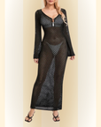 Dafne | Strand Cover-up met Diepe V-hals en Lange Mouwen