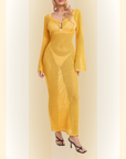 Dafne | Strand Cover-up met Diepe V-hals en Lange Mouwen