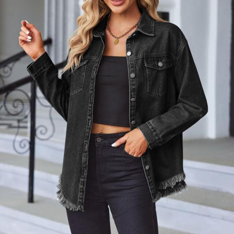 Zafelle | Casual denimjas met robuuste details en fijne pasvorm
