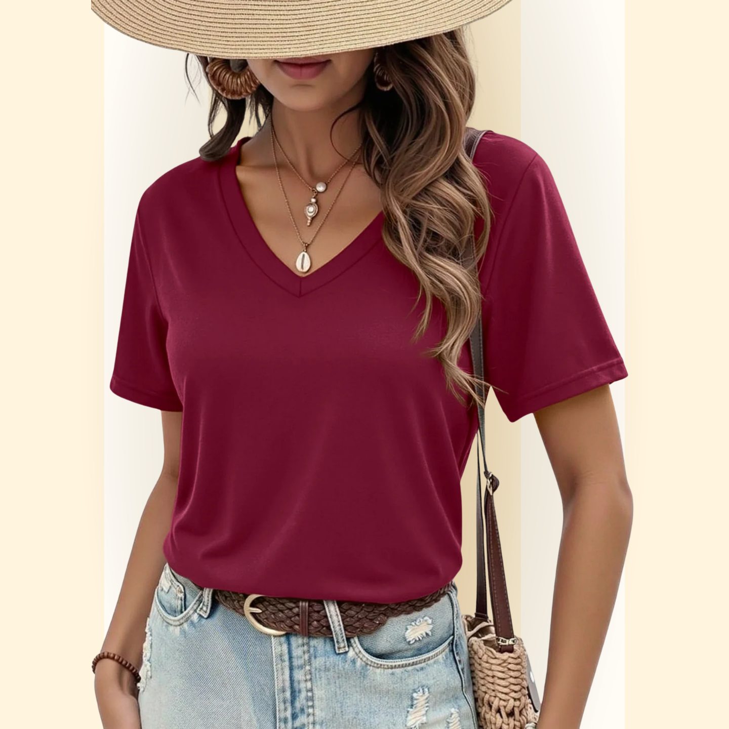 Rosanna | Effen Basic Zomer Top met korte mouwen