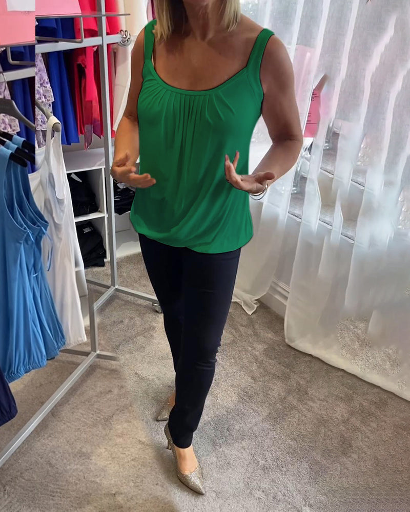 Lies | Geplooide echte relaxte mouwloze top