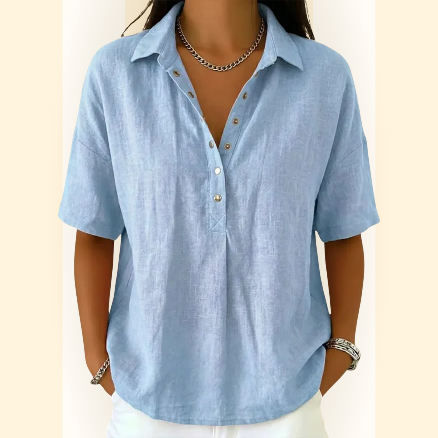 Serafina - Blouse met kraag en knoopdetail
