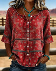 Vintage Etnische Print Blouse