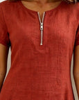 Fabiana | Comfort Jurk met Rits en Zakken