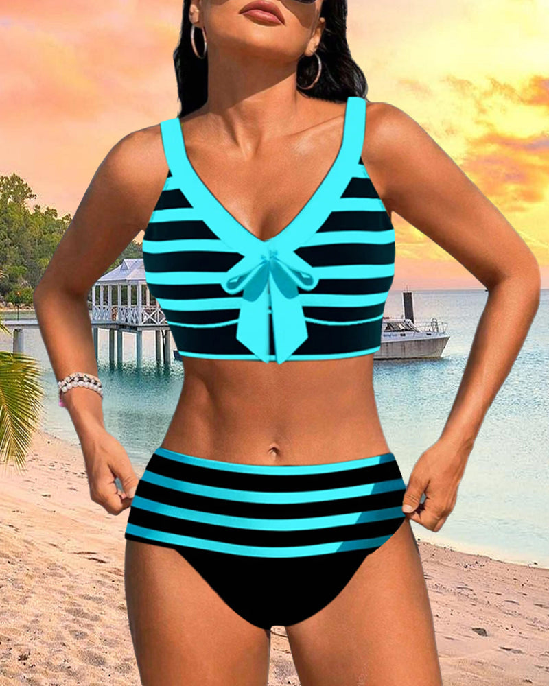 Cosima | Gestreepte bikini met hoge taille