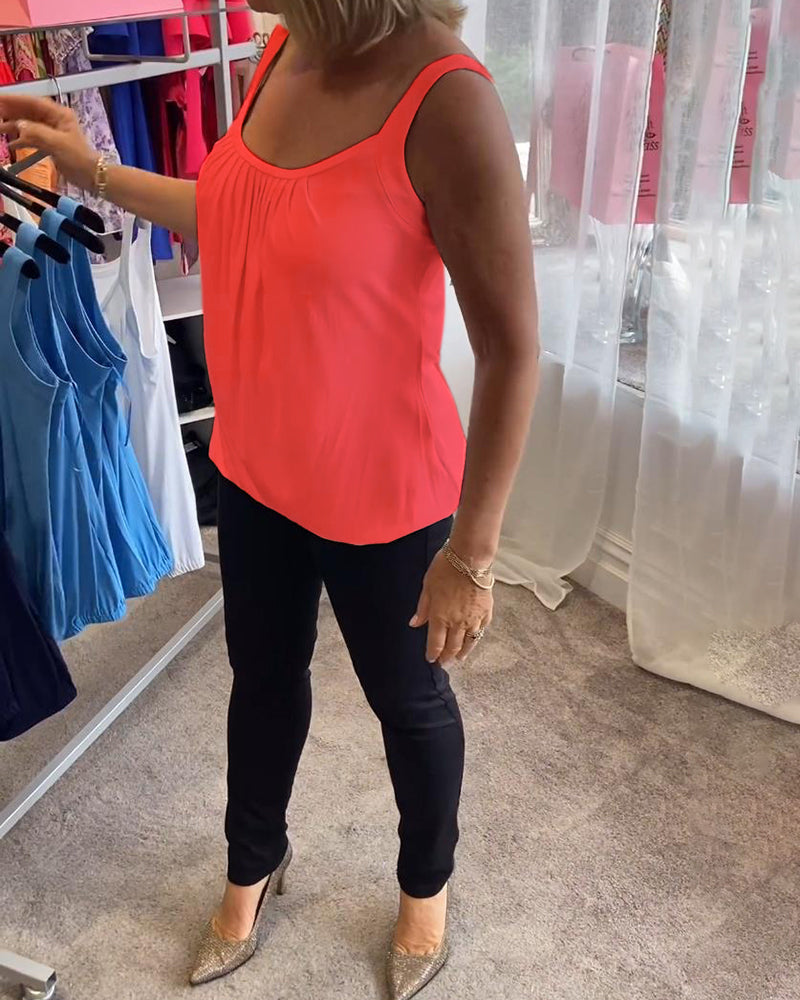 Lies | Geplooide echte relaxte mouwloze top