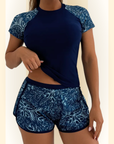 Elyra | Bloemenprint Tankini met korte mouwen en shorts