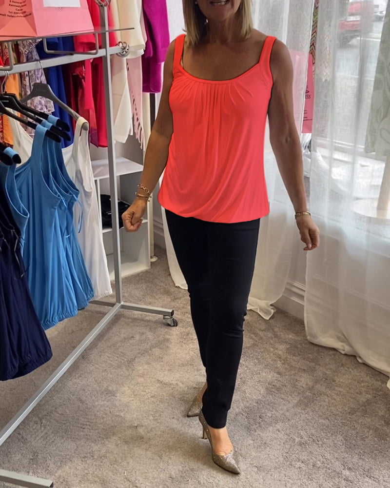 Lies | Geplooide echte relaxte mouwloze top