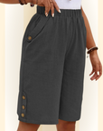 Imelda | Comfortabele knielange Midi shorts met zakken van Linnen