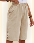 Imelda | Comfortabele knielange Midi shorts met zakken van Linnen
