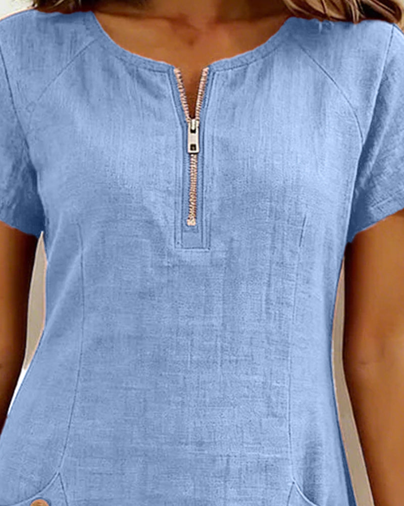Fabiana | Comfort Jurk met Rits en Zakken