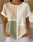 Gestreept T-Shirt Met Kleurblokken