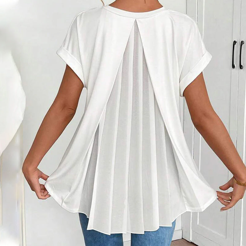 Sorelle | Plissé-blouse met korte mouwen
