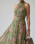 Viviana | Geplooide Halter Midi Jurk