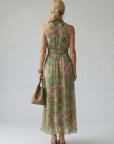 Viviana | Geplooide Halter Midi Jurk