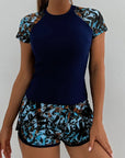 Elyra | Bloemenprint Tankini met korte mouwen en shorts