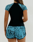 Elyra | Bloemenprint Tankini met korte mouwen en shorts