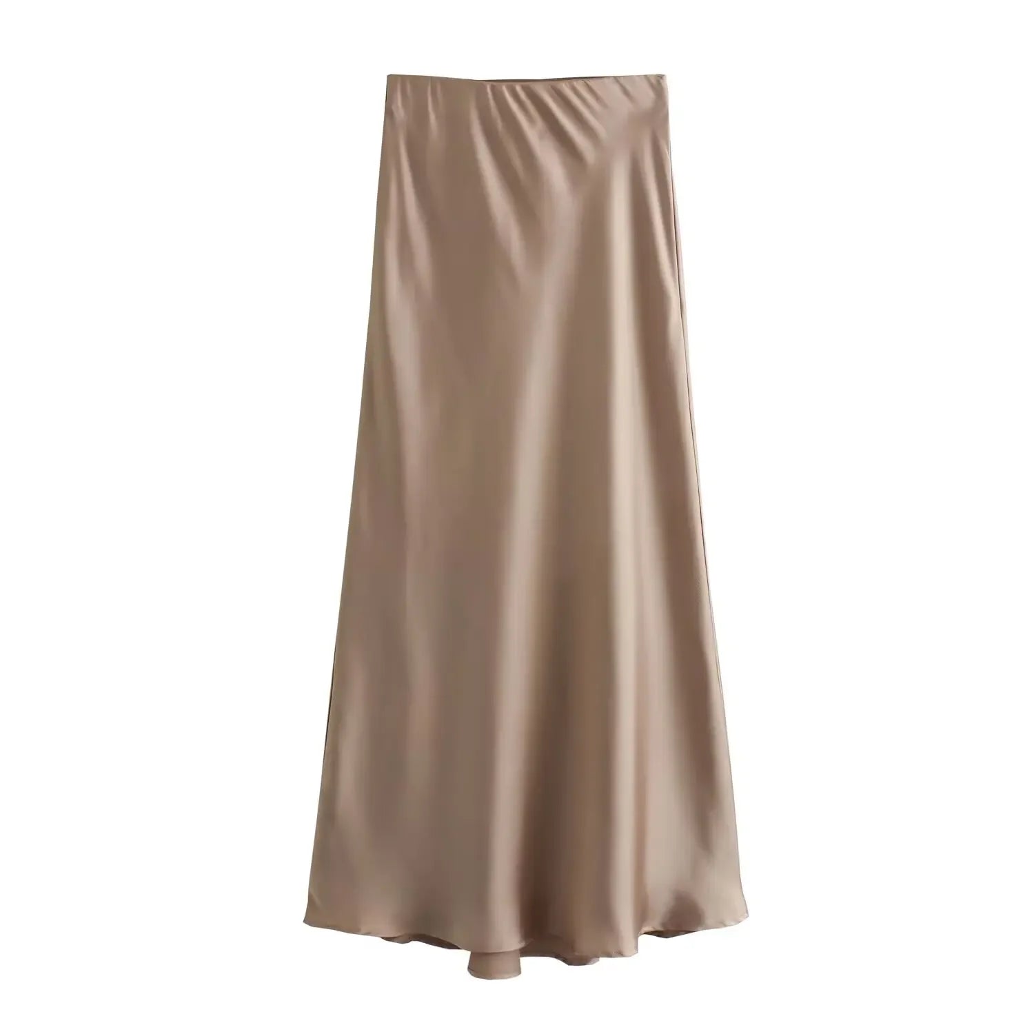 Zyvra | Luxe Zomer Midi Rok van Satijn met Hoge Taille