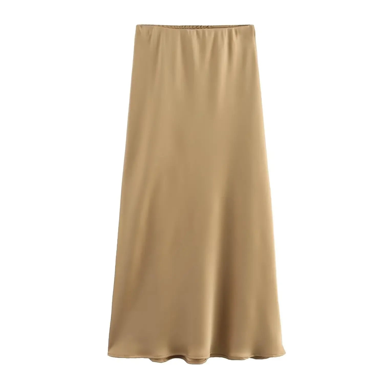 Zyvra | Luxe Zomer Midi Rok van Satijn met Hoge Taille