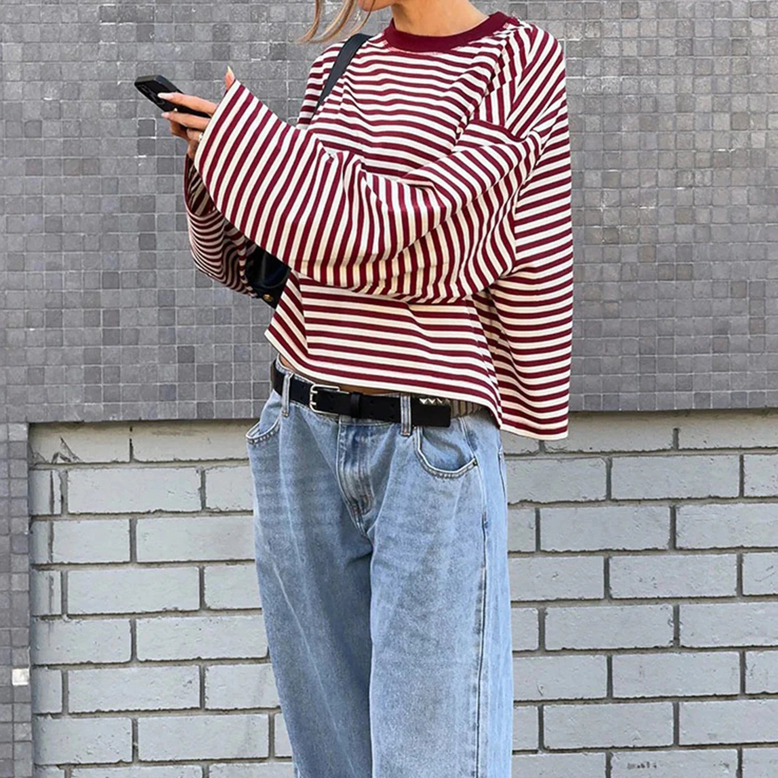 Zavira | Gestreept oversized sweatshirt met lange mouwen