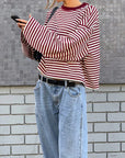 Zavira | Gestreept oversized sweatshirt met lange mouwen