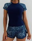 Elyra | Bloemenprint Tankini met korte mouwen en shorts