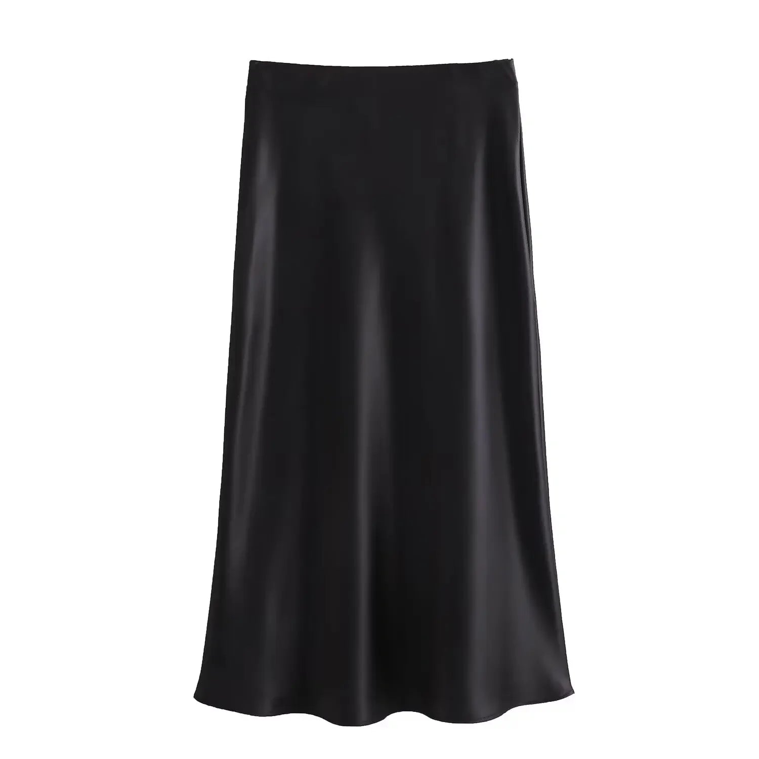 Zyvra | Luxe Zomer Midi Rok van Satijn met Hoge Taille