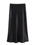 Zyvra | Luxe Zomer Midi Rok van Satijn met Hoge Taille