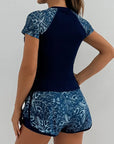 Elyra | Bloemenprint Tankini met korte mouwen en shorts