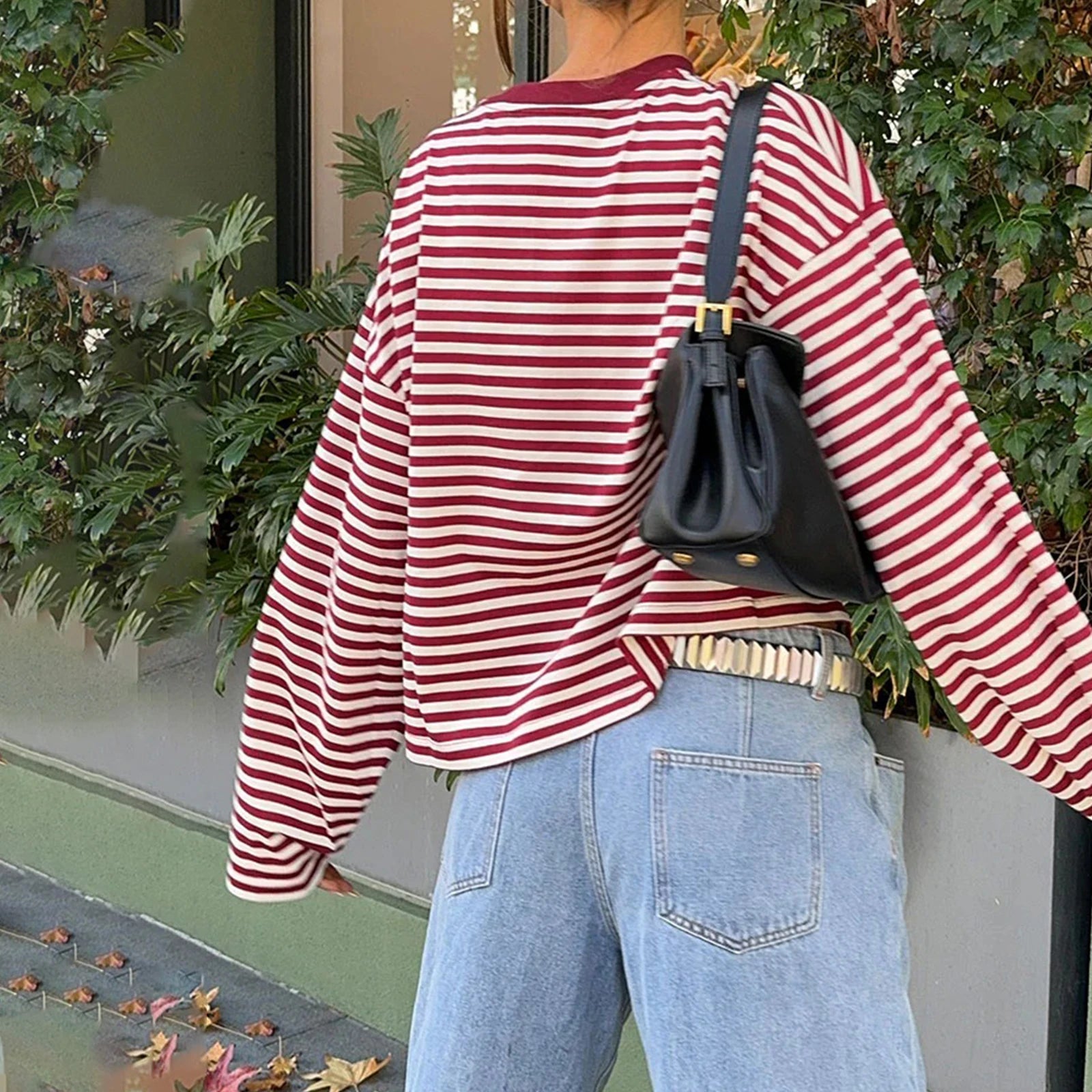 Zavira | Gestreept oversized sweatshirt met lange mouwen