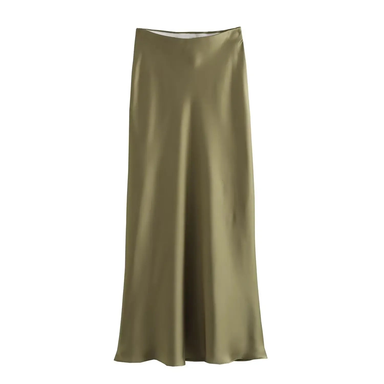 Zyvra | Luxe Zomer Midi Rok van Satijn met Hoge Taille