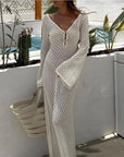 Dafne | Strand Cover-up met Diepe V-hals en Lange Mouwen
