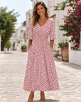 Eloria | Elegante Midi Jurk Met Buikcamouflerend Design