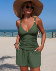 Harper - Gerimpeld tankini set met zakken