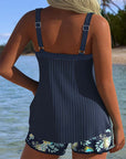 Lana - Gestreepte tankini met strandshort in twee delen