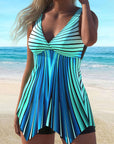 Azul - Gestreepte tankini set met uitlopende top die de buik bedekt